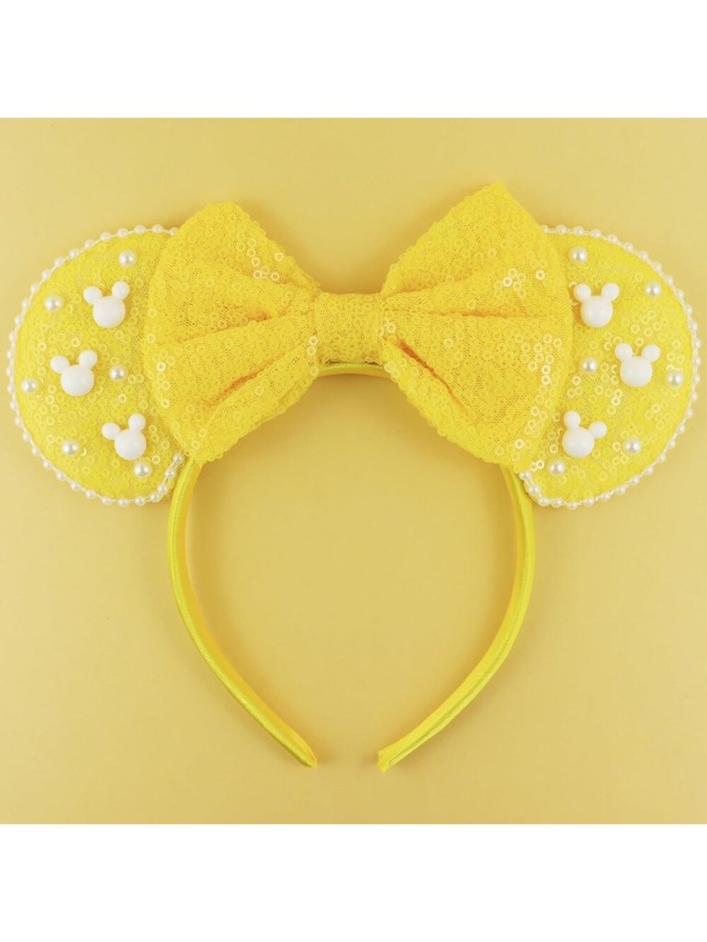 Women Yellow Polyester Velvet Mickey Mouse Halloween Costume Headband